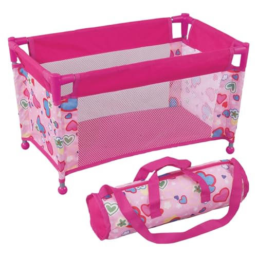 Mskmnkot Babypuppenkrippe für 18 '' Puppen, faltbares Babypuppenbett, herzgestütztes Spielstall, Pack und Spiel mit Carry Bag für Kinder 3+ Geschenke Mskmnkot Babypuppenkrippe für 18 '' Puppen, faltbares Babypuppenbett, herzgestütztes Spielstall, Pack und Spiel mit Carry Bag für Kinder 3+ Geschenke von Mskmnkot
