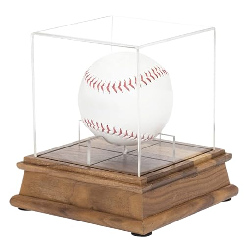 Mskmnkot Baseball -Display -Hülle, klarer Acryl -Baseballhalter mit Holzbasis, staubsichere Hülle, Autogrammhalter -Display für einzelne Ball von Mskmnkot