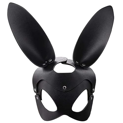 Mskmnkot Bunny Mask Halloween, Hasenmaske, Ladies Leder Tier halb Gesicht für Cosplay Halloween Kostümzubehör, Kostüm von Mskmnkot