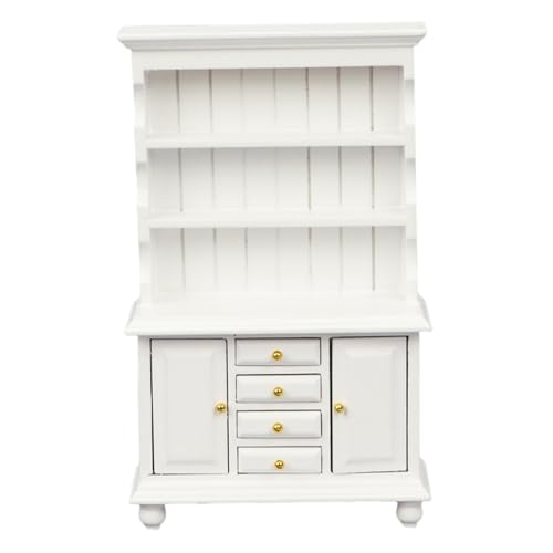Mskmnkot Dollhouse Bookshelf 1:12 Skala Klassische hölzerne Miniatur -Bücherregal 4x6x1 winzige Puppenmöbel für DIY 1/12 Skala Dollhouse Decoration Accessoires, Weiß von Mskmnkot