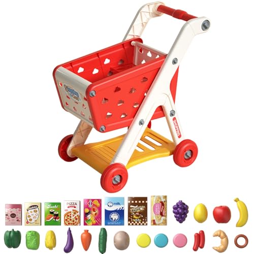 Mskmnkot Einkaufswagen für Kinder sicheres Kleinkindeinkaufswagen mit geräumigen Lagerkorb Kindern mit 25 Artikeln Bildungsspielzeug für Lebensmittelgeschäfte so tun, als Spielen Mskmnkot Einkaufswagen für Kinder sicheres Kleinkindeinkaufswagen mit geräumigen Lagerkorb Kindern mit 25 Artikeln Bildungsspielzeug für Lebensmittelgeschäfte so tun, als Spielen von Mskmnkot