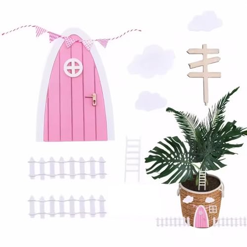 Mskmnkot Feenentür, 1 Set Feenentür für Dollhouse DIY Miniature Holz Kit Ausbildung Handwerksaktivitäten, Gartendekoration von Mskmnkot