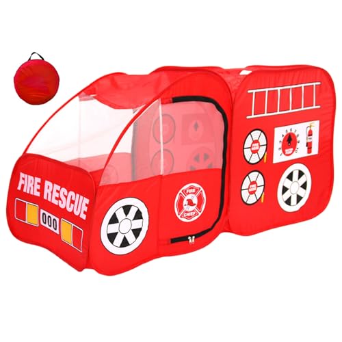 Mskmnkot Feuerwehrlastwagen Spielzelt 55x28x28 faltbar verdickte Spielzelt mit Cartoon -Mustern und Aufbewahrungstasche Realistischer LKW für Innen- und Outdoor -Mädchen Jungen Geschenke von Mskmnkot