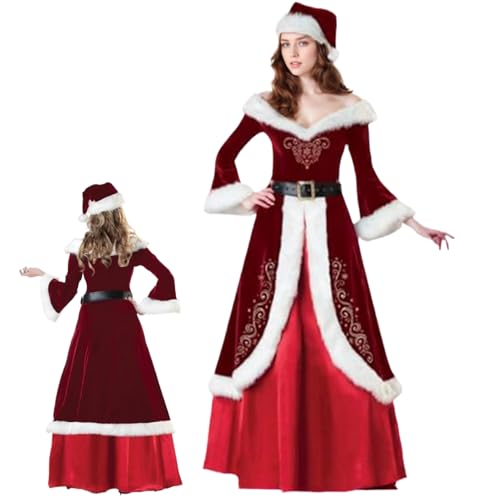 Mskmnkot Frau Claus Kostüm erwachsene Frauen, 3pcs/Set Frau Claus Kleid mit Hut, Gürtel, Rock, Santa Kostüm für Weihnachten, Cosplay, Geburtstag, Schulshow, xxl Mskmnkot Frau Claus Kostüm erwachsene Frauen, 3pcs/Set Frau Claus Kleid mit Hut, Gürtel, Rock, Santa Kostüm für Weihnachten, Cosplay, Geburtstag, Schulshow, xxl von Mskmnkot