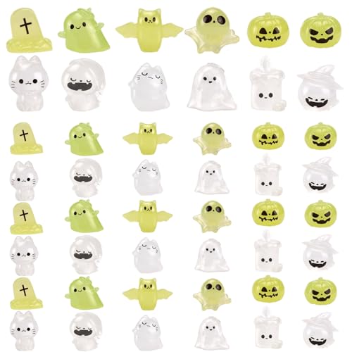 Mskmnkot Halloween Dekorationen, 48pcs Luminous Harz Halloween Miniaturen, Kürbis/Schädel/Ghost/Cross/Bat Festival Schmuck für Dollhouse Micro Landscape Garden Geschenke Mskmnkot Halloween Dekorationen, 48pcs Luminous Harz Halloween Miniaturen, Kürbis/Schädel/Ghost/Cross/Bat Festival Schmuck für Dollhouse Micro Landscape Garden Geschenke von Mskmnkot