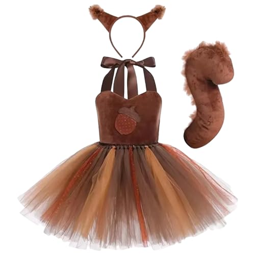 Mskmnkot Halloween -Kostüme für Kinder, Eichhörnchenstil Halloween Kostüme mit Ohrenstirnband und Schwanz für Geburtstagsfeier Dschungel -Themenparty, L. Mskmnkot Halloween -Kostüme für Kinder, Eichhörnchenstil Halloween Kostüme mit Ohrenstirnband und Schwanz für Geburtstagsfeier Dschungel -Themenparty, L. von Mskmnkot