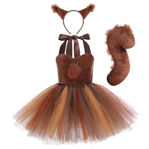 Mskmnkot Halloween -Kostüme für Kinder, Eichhörnchenstil Halloween Kostüme mit Ohrenstirnband und Schwanz für Geburtstagsfeier Dschungelparty, xs Mskmnkot Halloween -Kostüme für Kinder, Eichhörnchenstil Halloween Kostüme mit Ohrenstirnband und Schwanz für Geburtstagsfeier Dschungelparty, xs von Mskmnkot