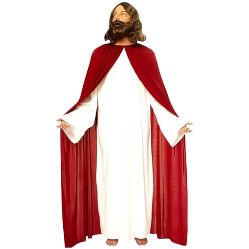 Mskmnkot Jesus Kostüm, atmungsaktives Jesus -Kostüm Erwachsener mit weißem Mant von Mskmnkot