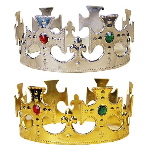 Mskmnkot King Crown 2PCS King und Queen Crown Set Verstellbares Golden Cosplay Queen & Leichtes Plastik Royal Kostümzubehör für Kinder und Erwachsene Geburtstagsfeier (Go Mskmnkot King Crown 2PCS King und Queen Crown Set Verstellbares Golden Cosplay Queen & Leichtes Plastik Royal Kostümzubehör für Kinder und Erwachsene Geburtstagsfeier (Go von Mskmnkot