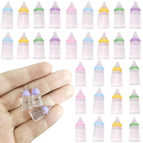 Mskmnkot Mini-Babyflaschen 30pcs Babypuppenflaschen Buntes Plastik Mini, Leichtes kompaktes Spielzeugflasche Novity Multi-Use Tiny Candy Jar für Taufe DIY-Handwerk von Mskmnkot