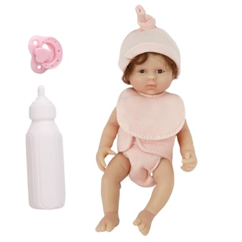 Mskmnkot Mini -Babypuppen, 6 Zoll niedliche lebensee Neugeborene Babypuppe, weiche Silikon -Ganzkörperpuppe, tragbares Mädchen Mini mit Spielzeugzubehör Geschenkset für Kinder, Style 2 von Mskmnkot