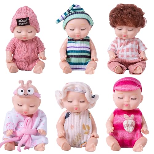 Mskmnkot Mini-Babypuppen mit schläfrigem Gesicht 6 PCs süße kleine wiedergeborene Babys, bewegliche Gelenke und Dress-up-Spiele für Mädchen Kinder, Geburtstag Babyparty Weihnachtsfeier Geschenke Mskmnkot Mini-Babypuppen mit schläfrigem Gesicht 6 PCs süße kleine wiedergeborene Babys, bewegliche Gelenke und Dress-up-Spiele für Mädchen Kinder, Geburtstag Babyparty Weihnachtsfeier Geschenke von Mskmnkot
