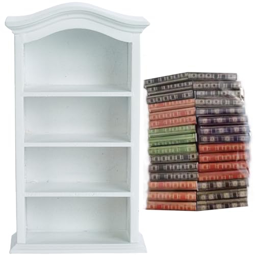 Mskmnkot Puppenhaus -Bücherregal mit 30 Büchern Holz Miniatur Bücherregal 4 Stockwerke Mini für Dollhouse Möbelzubehör White Mini für Mskmnkot Puppenhaus -Bücherregal mit 30 Büchern Holz Miniatur Bücherregal 4 Stockwerke Mini für Dollhouse Möbelzubehör White Mini für von Mskmnkot