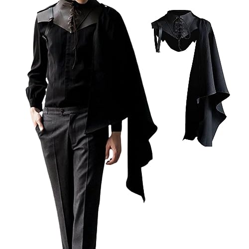 Mskmnkot Schulter -Cape -Männer mittelalterlicher Schal schwarzer Steampunk Achselzucken Cape Schnürung Cloak Schal Cosplay Party Kostüm Kostüm für Erwachsene M, mittelalterlicher Umhang von Mskmnkot