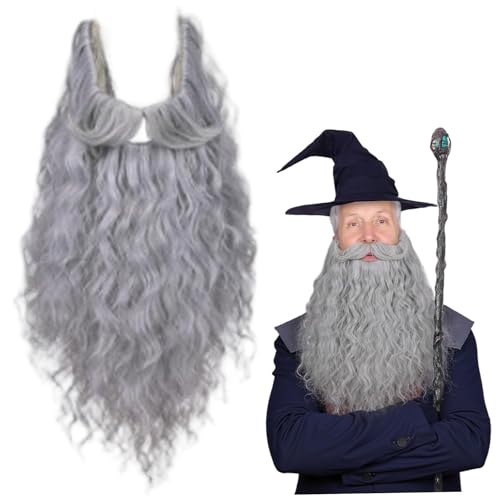 Mskmnkot Zauberer Beard 18 Zoll lang locker lockiger Grauer Bärte Realistische Zauberer Kostümmänner für Halloween -Party Mskmnkot Zauberer Beard 18 Zoll lang locker lockiger Grauer Bärte Realistische Zauberer Kostümmänner für Halloween -Party von Mskmnkot