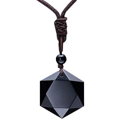 Obsidian Halskette, natürliche Schwarze Obsidian -Halskette, Sechskantsternanhänger, verstellbar für Frauen und Männer Obsidian Halskette, natürliche Schwarze Obsidian -Halskette, Sechskantsternanhänger, verstellbar für Frauen und Männer von Mskmnkot