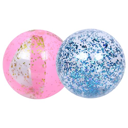 Strandbälle 6PCS Glitter Beach Ball mit Inflator 24 '' aufblasbarer Bälle Pool mit funkelnden Konfetti -Pool -Spielzeug für Sommerparty -Gefälligkeiten Style 1Beach von Mskmnkot