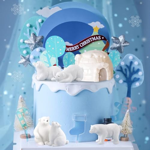 15PCS Eisbären Tortendeko, Eisbären Cake Topper, LED Deko Torte Iglu Cute, Kuchen Deko Winter, Kuchen Topper für Bär Baby Shower Deko, Geburtstag, Winter Party Supplies 15PCS Eisbären Tortendeko, Eisbären Cake Topper, LED Deko Torte Iglu Cute, Kuchen Deko Winter, Kuchen Topper für Bär Baby Shower Deko, Geburtstag, Winter Party Supplies von Mstnoixgc