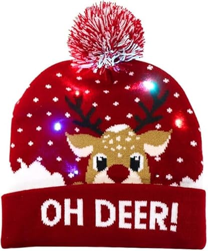 Weihnachtsmütze Led, Weihnachtsmütze, Weihnachtsmützen, Weihnachtsmütze Mit Licht, Led Weihnachtsmütze, Mütze Mit Led Licht, Weihnachtsmütze (C von Mstnoixgc