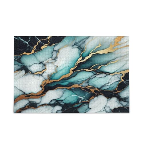 Msyxl Aqua Black Gold Marble Puzzle 1000 Teile - Holzpuzzle für Familienspiele - Geeignet für Jugendliche und Erwachsene Msyxl Aqua Black Gold Marble Puzzle 1000 Teile - Holzpuzzle für Familienspiele - Geeignet für Jugendliche und Erwachsene von Msyxl