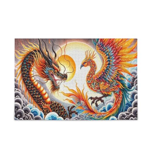 Msyxl Drachen und Phönix Puzzle 1000 Teile - Holzpuzzle für Familienspiele - Geeignet für Jugendliche und Erwachsene Msyxl Drachen und Phönix Puzzle 1000 Teile - Holzpuzzle für Familienspiele - Geeignet für Jugendliche und Erwachsene von Msyxl