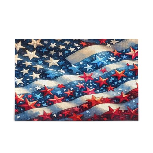 Msyxl Patriotische Sterne, Aquarell-Puzzle, 1000 Teile, Holzpuzzle für Familienspiele, geeignet für Jugendliche und Erwachsene Msyxl Patriotische Sterne, Aquarell-Puzzle, 1000 Teile, Holzpuzzle für Familienspiele, geeignet für Jugendliche und Erwachsene von Msyxl
