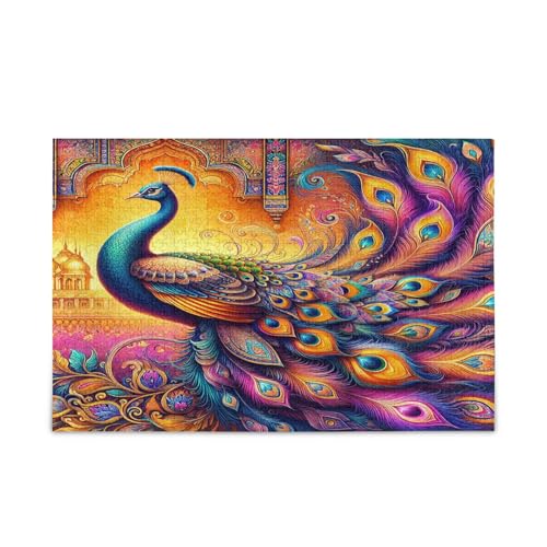 Msyxl Pfau Hindu-Eleganz-Puzzle 1000 Teile Holzpuzzle für Familienspiele Geeignet für Jugendliche und Erwachsene von Msyxl