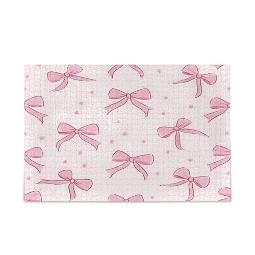 Msyxl Pink Bows Puzzle 500 Teile - Holzpuzzle für Familienspiele - Geeignet für Jugendliche und Erwachsene von Msyxl