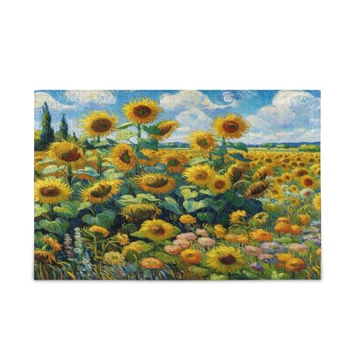 Msyxl Sonnenblumen-Gartenpuzzle 1000 Teile Holzpuzzle für Familienspiele Geeignet für Jugendliche und Erwachsene von Msyxl
