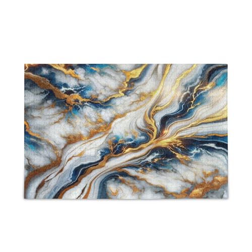 Msyxl Weiß Blau Gold Marmor Puzzle 500 Teile - Holzpuzzle für Familienspiele - Geeignet für Jugendliche und Erwachsene Msyxl Weiß Blau Gold Marmor Puzzle 500 Teile - Holzpuzzle für Familienspiele - Geeignet für Jugendliche und Erwachsene von Msyxl