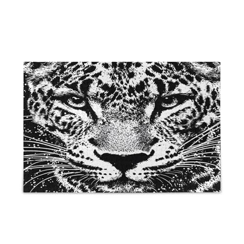 Msyxl Weiß Schwarz Leopard Portrait Puzzle 500 Teile - Holzpuzzle für Familienspiele - Geeignet für Jugendliche und Erwachsene Msyxl Weiß Schwarz Leopard Portrait Puzzle 500 Teile - Holzpuzzle für Familienspiele - Geeignet für Jugendliche und Erwachsene von Msyxl