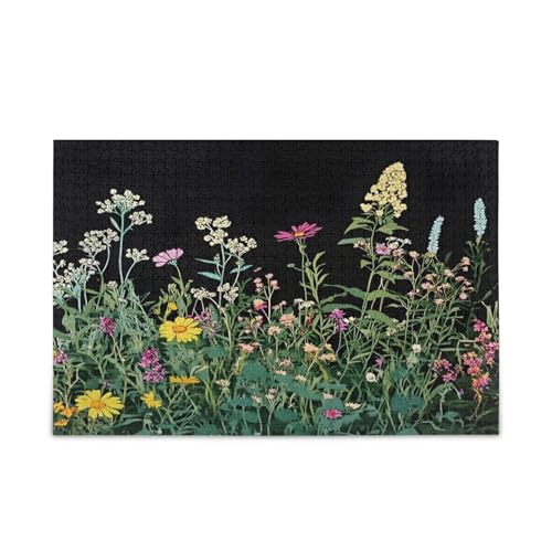 Msyxl Wildblumen Schwarz Puzzle 500 Teile - Holzpuzzle für Familienspiele - Geeignet für Jugendliche und Erwachsene Msyxl Wildblumen Schwarz Puzzle 500 Teile - Holzpuzzle für Familienspiele - Geeignet für Jugendliche und Erwachsene von Msyxl