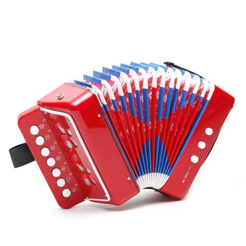 Mtlavish Mini 7 Key 2 Bass kleines Akkordeon leicht zu erlernen und sicher zu Spielen und umweltfreundlich freundschaftliche Musikinstrumente ideal für die Kindergärtenschule und (Rot) von Mtlavishness
