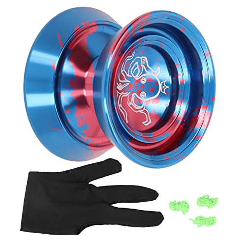 Mtlavish Yoyo Ball Fortgeschrittene Nicht reagierende Aluminiumlegierung verblassen exquisites Ideal für Wettbewerb und tägliche Übung mit Handschuh und 3 PCS -Saiten in schwarzer (Blau) von Mtlavishness