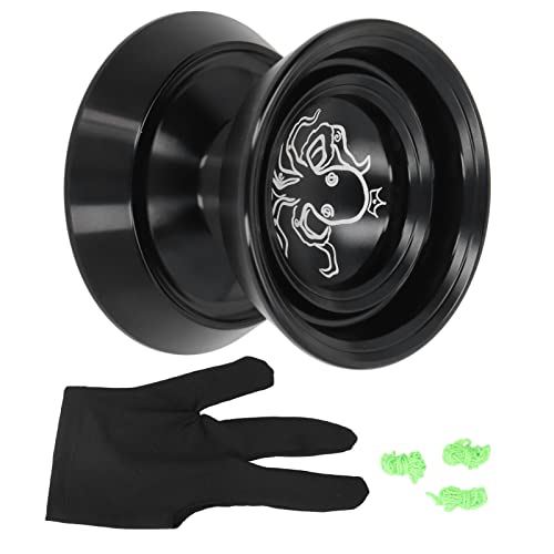 Mtlavish Yoyo Ball Fortgeschrittene Nicht reagierende Aluminiumlegierung verblassen exquisites Ideal für Wettbewerb und tägliche Übung mit Handschuh und 3 PCS -Saiten in schwarzer (Schwarz) von Mtlavishness