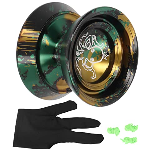 Mtlavish Yoyo Ball Fortgeschrittene Nicht reagierende Aluminiumlegierung verblassen exquisites Ideal für Wettbewerb und tägliche Übung mit Handschuh und 3 PCS -Saiten in schwarzer (Schwarzes Gold) von Mtlavishness