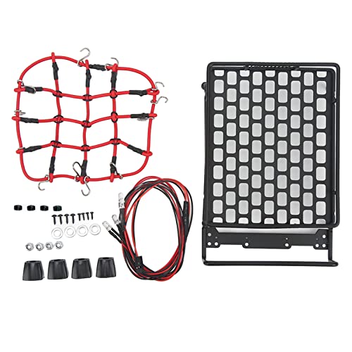 Mtlavish universal tragbares RC -Auto -Dachträger mit Gepäcknetz und LED -Leuchten für 1/10 1/12 1/14 Skala RC -Autos fügt Stil und Funktionalität hinzu (Quadrate Lamp) von Mtlavishness