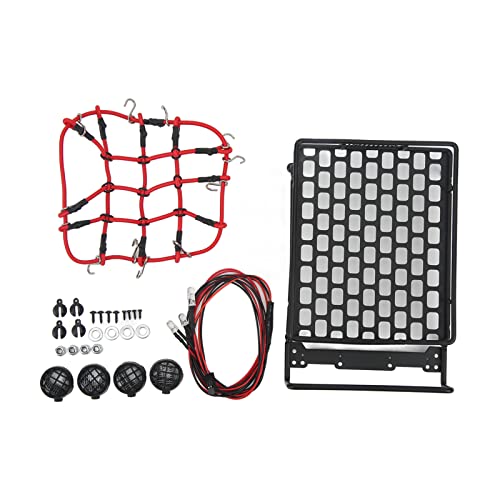 Mtlavish universal tragbares RC -Auto -Dachträger mit Gepäcknetz und LED -Leuchten für 1/10 1/12 1/14 Skala RC -Autos fügt Stil und Funktionalität hinzu (Round Lamp) von Mtlavishness