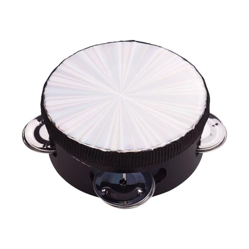 Mtlavishness 4 Zoll Holzstrahlung Tamburin Handbell Hand Drum Leichtes tragbar mit reflektierender Drum Head und Single Row Jingles ideal für Erwachsene und Kindertanz (4 Zoll) von Mtlavishness