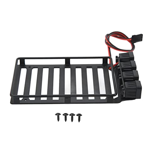 Mtlavishness RC Roof Rack Luggage Carrier with LED Light Ideal for Axial SCX24 1/24 RC Crawler Featuring Premium Materials Excellent Simulation Lightweight Design and Easy (Quadrate Lamp) von Mtlavishness