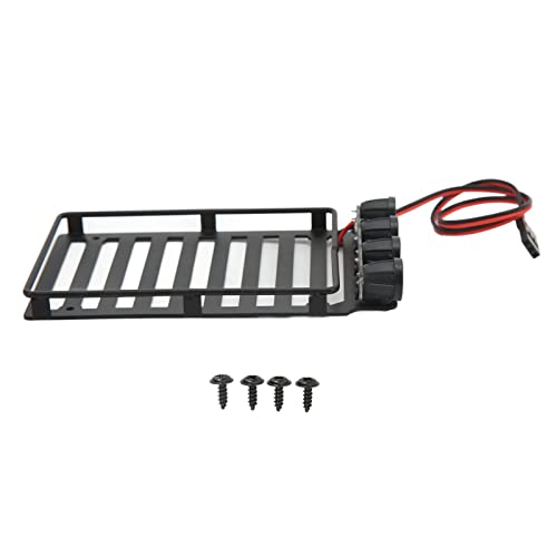 Mtlavishness RC Roof Rack Luggage Carrier with LED Light Ideal for Axial SCX24 1/24 RC Crawler Featuring Premium Materials Excellent Simulation Lightweight Design and Easy (Round Lamp) von Mtlavishness