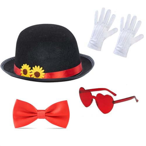 Cosplay-Party-Kostüm-Set mit Hut, Fliege für Feiertage, Karneval, Requisiten, Kostüm, Halloween-Zubehör Cosplay-Party-Kostüm-Set mit Hut, Fliege für Feiertage, Karneval, Requisiten, Kostüm, Halloween-Zubehör von Mtucegi