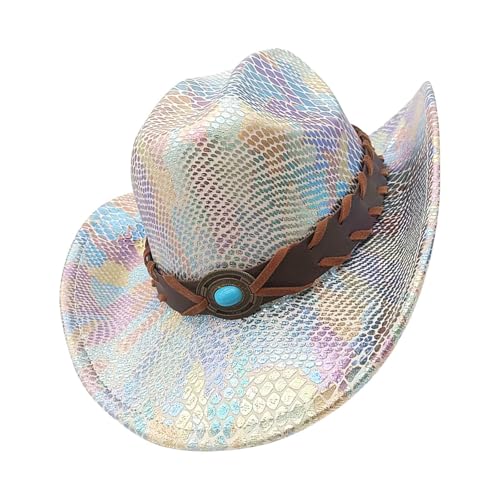 Mtucegi Cosplay Kostüm Hut mit großer Krempe Türkis PU Leder Gürtel Hut Tanzen Party Caps Festival Kopfbedeckung Foto Zubehör Mtucegi Cosplay Kostüm Hut mit großer Krempe Türkis PU Leder Gürtel Hut Tanzen Party Caps Festival Kopfbedeckung Foto Zubehör von Mtucegi