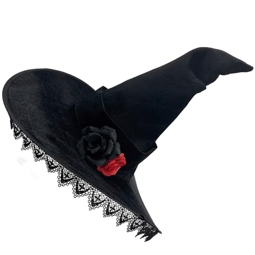 Mtucegi Halloween-Party-Kopfbedeckung, langlebig, Netz, Hexenhut, Gothicismus, Schnürsenkel, Schleierhut für Halloween-Partys und Cosplay-Veranstaltungen von Mtucegi