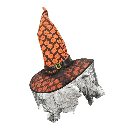 Mtucegi Schleier Tüll Hexenhut Halloween Kostüm Zubehör für Halloween Party Spinnennetz Sheer Kopfbedeckung für Maskerade von Mtucegi