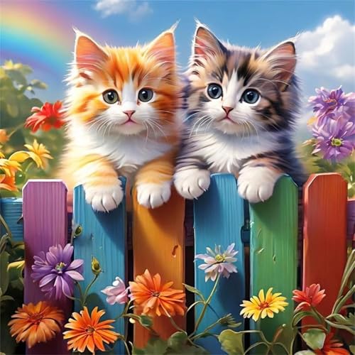 Bunte Zaunkatze Puzzle 90 Teile, Impossible Puzzles Erwachsene 90 Teile, Lernspiel Herausforderung Spielzeug, Farbenfrohes Legespiel für Home Dekoration von Muaor