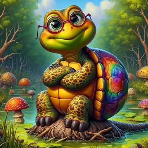 Dschungel-Pilz-Schildkröte Puzzle 300 Teile, Impossible Puzzles Erwachsene 300 Teile, Lernspiel Herausforderung Spielzeug, Farbenfrohes Legespiel für Home Dekoration von Muaor