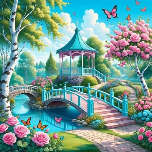 Frühlingsgarten-Pavillon Puzzle 300 Teile, Impossible Puzzles Erwachsene 300 Teile, Lernspiel Herausforderung Spielzeug, Farbenfrohes Legespiel für Home Dekoration von Muaor