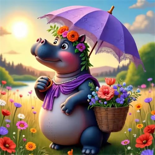 Grasland Nilpferd Puzzle 90 Teile, Impossible Puzzles Erwachsene 90 Teile, Lernspiel Herausforderung Spielzeug, Farbenfrohes Legespiel für Home Dekoration von Muaor