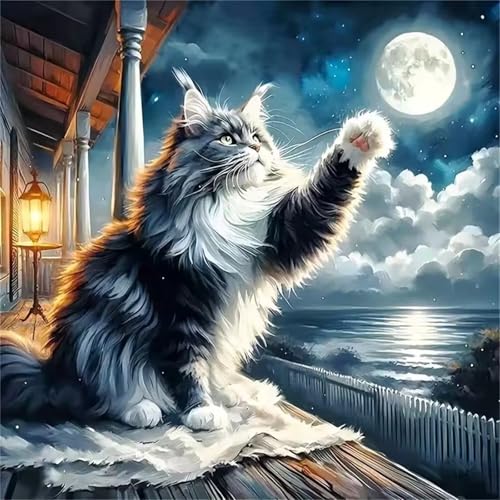 Graue Katze Mond Puzzle 90 Teile, Impossible Puzzles Erwachsene 90 Teile, Lernspiel Herausforderung Spielzeug, Farbenfrohes Legespiel für Home Dekoration von Muaor